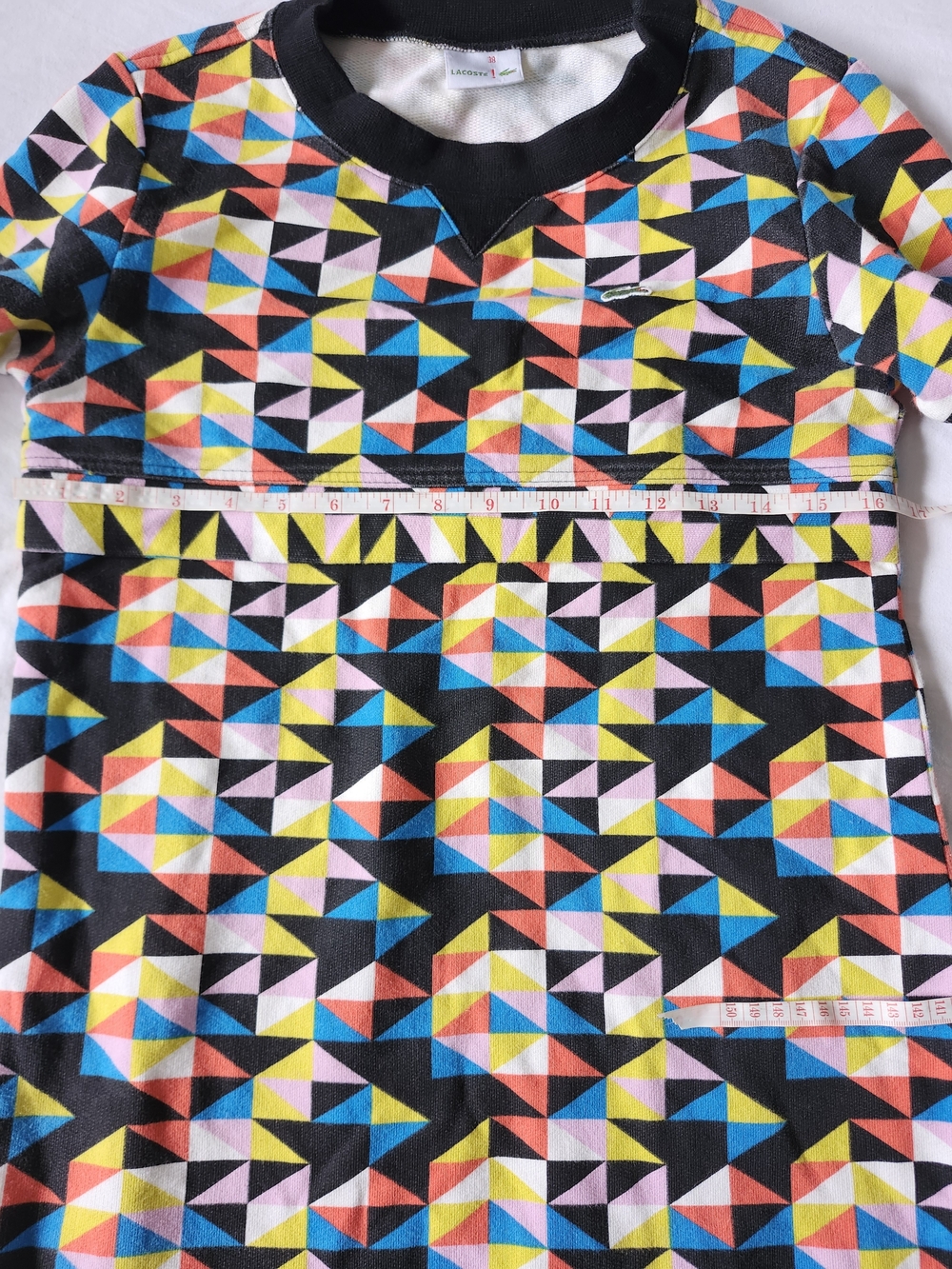 Lacoste Black Multicolor Geometric Crewneck Sweater - Picture 8 of 9